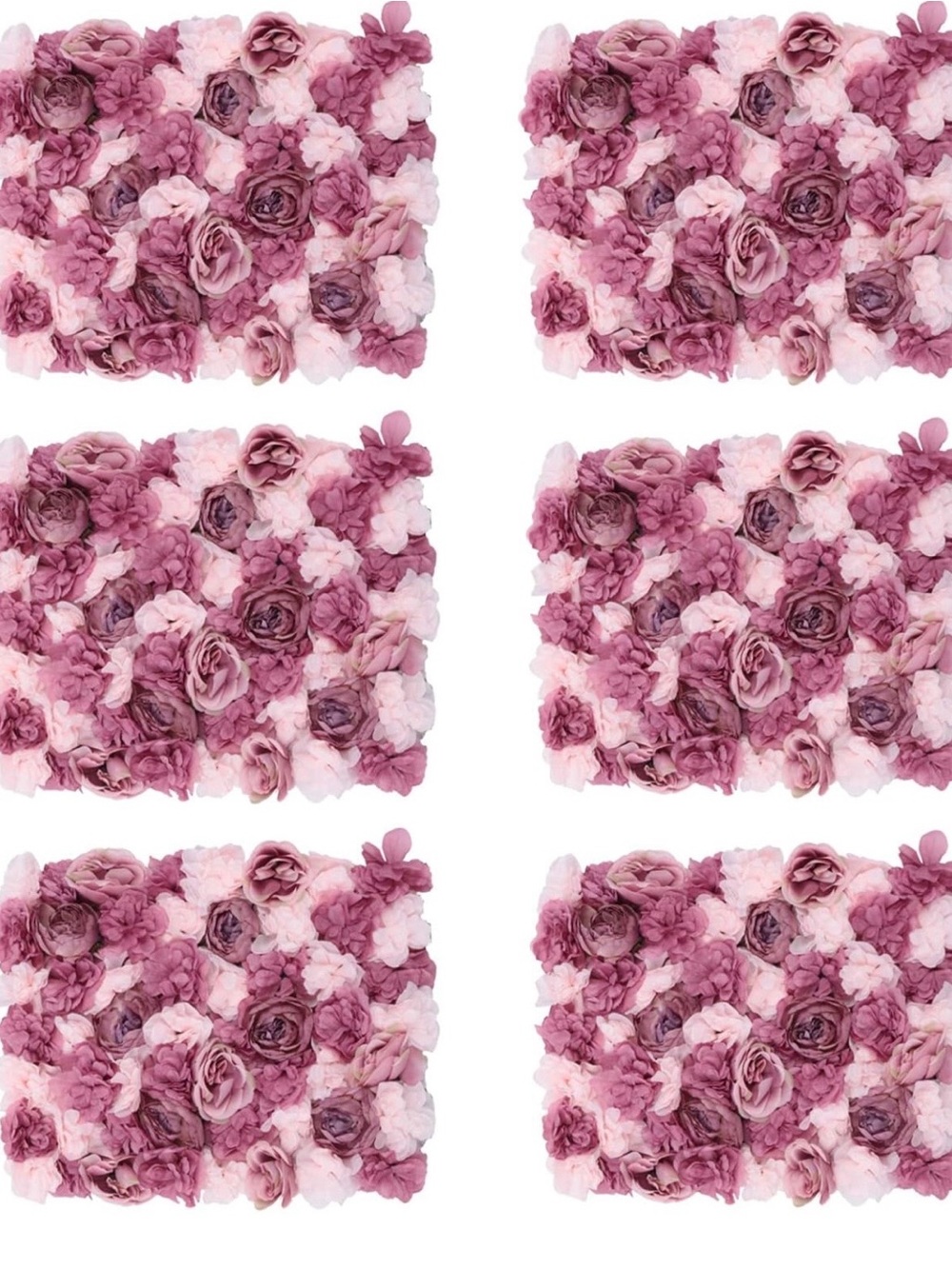 Flower Wall Panel Floral Backdrop 6 Pcs Pink & Mauve Flower Wall Decor 24" X 16”